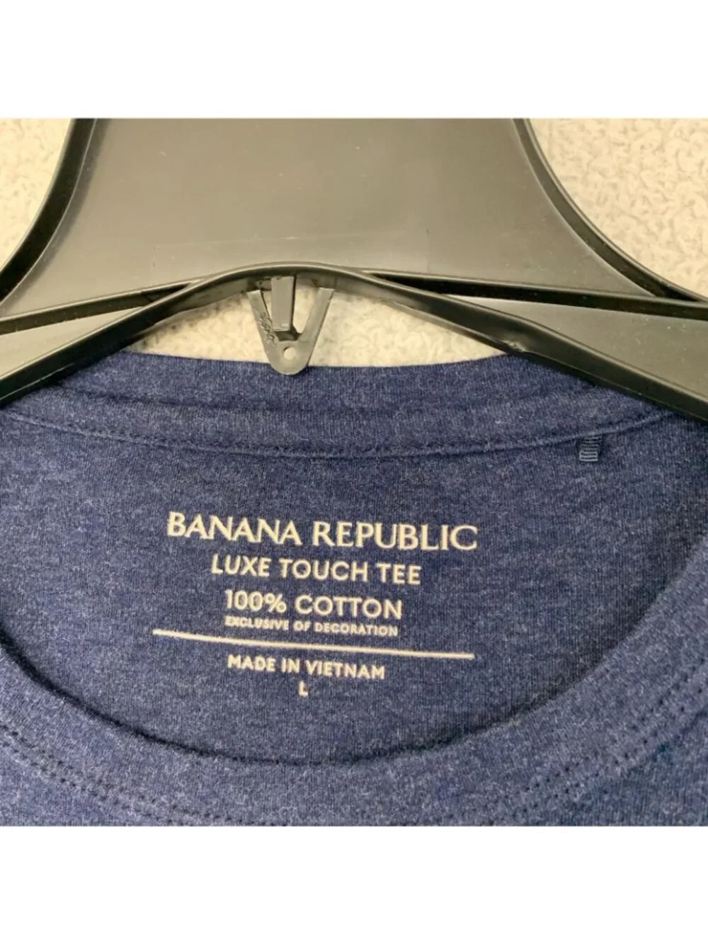 NWOT Banana Republic Luxe Touch Tee Men's L Navy Blue Cotton Short Sleeve Shirt